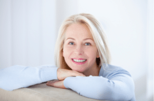 middle aged woman smiling friendly